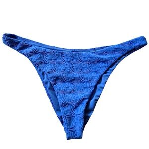 Full Tilt Swim Blue Textured Cheekier High Leg Bikini Bottoms XL NWT 240523